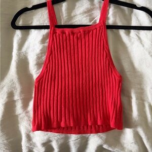 Lulu's Vibrant Red Ribbed Crop Top
